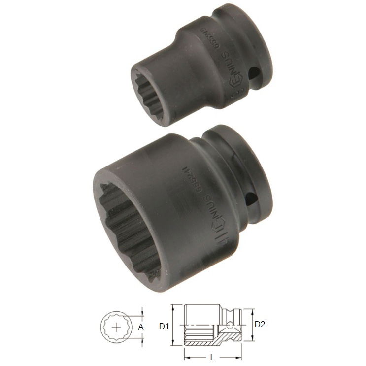 Genius Tools 655221 3/4"-os 12 lapú gépi dugókulcs fej, 21 mm termék fő termékképe