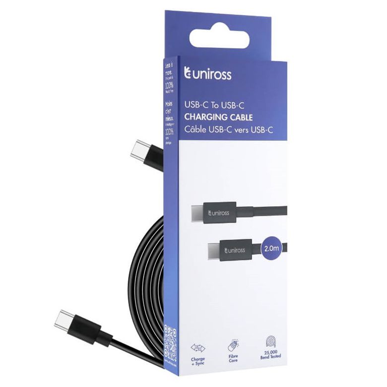 Uniross USB-C - USB-C kábel, 2 m, Charge + Sync termék fő termékképe